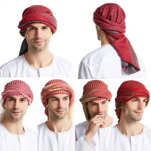 Moslimmannen Haaraccessoires Plaid Square sjaals Hoofdscarf Wrap Midden -Oosten Shawls Hoofdband tulband Arabische kaffiyeh hoofddeksel 140 cm 240410