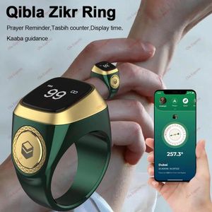 Moslim Qibla Zikr Smart Tasbih Tally Digital Teller Tasbeeh Ring 5 Gebedstijd Vibratie Herinnering Waterdichte mannen vrouwen 240507