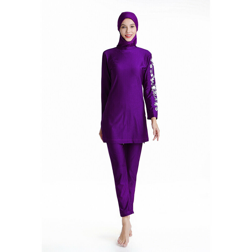 ملابس السباحة المسلمة تغطية كاملة Burkini Hijab ملابس السباحة مرنة أزياء السباحة التواضع