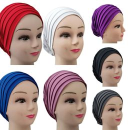 Capas de turbantes musulmanes Wrap Islamic Bandanas elásticas Cáncer Cáncer Cabezo Buff para pérdida de cabello Gorros de capó cruzados Skullies 240416