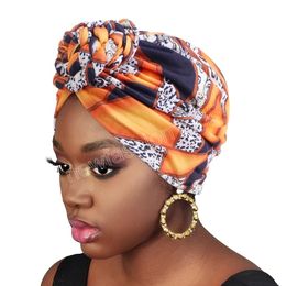 Moslim tulband hoed Afrikaanse twist knoop bloemenprint India hoed hoofdomslag motorkap headscarf chemo cap bandanas haaraccessoires