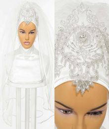 Mariage musulman Veaux de mariée 2022 Régires de la tête de mariée Hijab Head couvrant la longueur du coude Turban islamique pour les mariées 2Layers H4428479