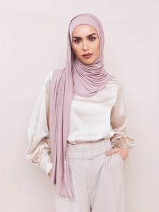 Femmes musulmanes haute qualité Jersey Hijab mercerisé coton foulard instantané Islam couleur Pure polyvalent mode Turban 240227