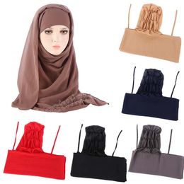 Moslim Vrouwen Hijab Islamitische Sjaal Sjaals Crystal Hennep Zachte en Stretch Materiaal Headwrap Hat Solid Color Bonnet Winter Beanie