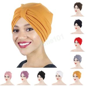 Femmes musulmanes Hijab plissé chimio casquette Bonnet indien Strech perte de cheveux chapeau sous-écharpe Cancer Femme bandeau tête écharpe couverture