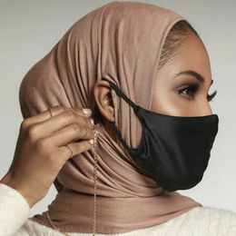Las mujeres musulmanas Instand Hijab con Earhole islámico cabeza bufanda Jersey Hijabs Femme Musulman listo para usar turbante diadema bufandas