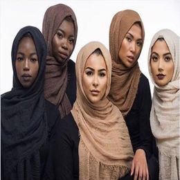 Moslim vrouwen Krullend Hoofddoek Zachte Effen Kleur Ring Wollen Katoen Baotou Sjaal Islamitische Vrouwelijke Hoofddoek Sjaal sjaal vrouwen1274K