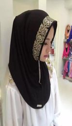 Écharpe des femmes musulmanes avec imprimerie blinding fleurs brodées fleurs turban en dentelle de mousseline mousseline style multicolore hijab drop Ship2527629