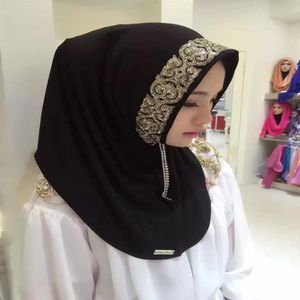Femmes musulmanes écharpe avec impression blingbling fleurs brodées Turban dentelle couvre-chef mousseline style folk multicolore hijab drop ship278j