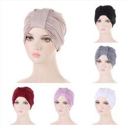 Gorro turbante musulmán para mujer, Hijab, diadema, gorro interior de Color sólido para quimio, gorro, pañuelo para la cabeza, cubierta envolvente para mujer, gorros para la caída del cabello