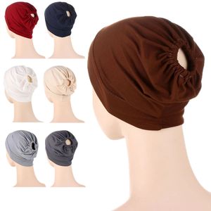 Femmes musulmanes sous-écharpe Hijab islamique bandeau Cancer perte de cheveux casquette intérieure chapeau arabe Bonnet bonnets chimio Turban couverture couleur unie