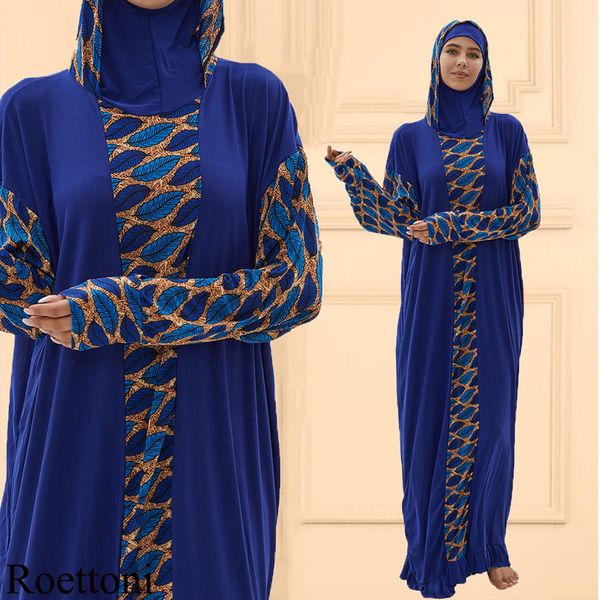 Musulman Femmes À Capuche Abaya Turquie-Africain Prière Vêtement Caftan Robe Avec Hijab Imprimés Floraux Dubaï Arabie Robe Dans Le Ramadan 220607