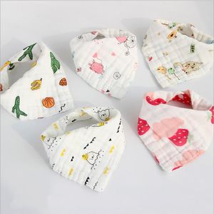 Mousseline Bébé Bavoirs 8 Couches Gaze Coton Nouveau-Né Écharpe Triangle Burp Tissu Bebe Smock Bandana Accessoires De Noël Dessin Animé 18 Designs DW5613