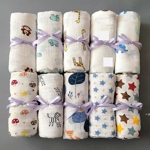 Mousseline Baby Deken Katoen Pasgeboren Swaddles Bad Gaas Zuigeling Wrap Kids SleepSack Wandelwagen Cover Play Mat 78 Designs CCF14055