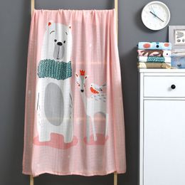 Musine Baby Deken Dunne Quilt Cartoon Bear Pasgeboren Swaddle Warp SleepSack Kinderen Kinderwagen Dekens 110 * Play Mats LJ201105