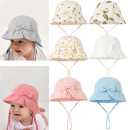 Mousseline katoen zomer baby pet zachte babyzon hoeden panama voor kinderen meisjes jongens emmer hoed accessoires kinderen m l