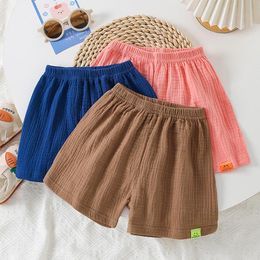 Shorts en mousseline Fille 1 à 2 3 4 5 6 7 8 9 10 ans 100 Coton% Brown Navy Blue Pantalon court pour garçons enfants bébé 6 à 12 18 24 mois