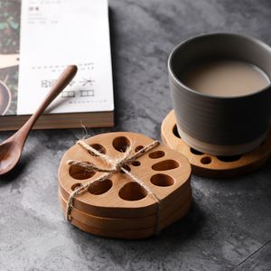 Muslowood massief hout crêpe coaster thee koffie cup pad placemats decor walnoot onderzetters duurzame hittebestendige drank mat W220406