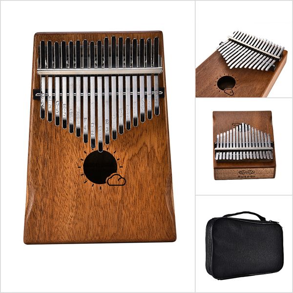 Muspor 17 Teclas Pulgar Piano Melocotón Flor Núcleo Madera Calimba Dedo Piano Pulgar Piano Bolsa De Regalo - Estilo Nube