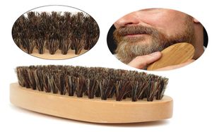 Moustache barbe brosse poils de sanglier naturels poignée ronde Men039s visage Message cheveux du visage barbe peigne rasage blaireau Brushes8128311