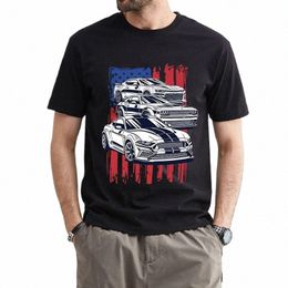 Mustang Camaro Challenger T-shirt imprimé voiture Nouvel été hommes à manches courtes American Crew Boy Casual T-shirts blancs Cool Tops pour hommes t0UH #