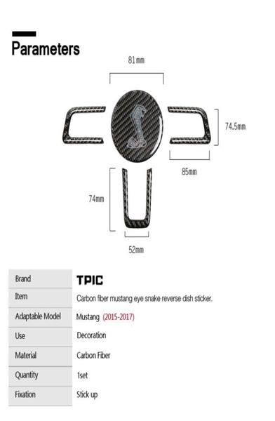 Mustang volant en Fiber de carbone Cobra Shelby Logo emblème autocollant style de voiture pour Mustang 2015 2016 2017 accessoires de voiture254T9711685