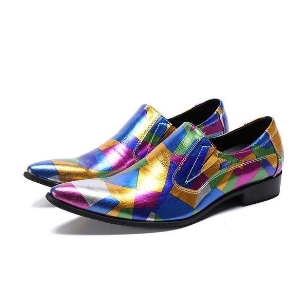 Muti Color Formal Zapatos de vestir de cuero Hombres Tipo italiano Zapatos de hombre Punta estrecha Slip-on Fiesta de negocios y zapatos de boda