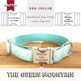 MUTTCO Collier sur mesure vendant au détail un collier de style frais gravé nom d'animal de compagnie LE collier de chien imprimé GREEN MOUNTAIN 5 tailles LJ201113