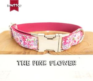 MUTTCO vendant au détail un collier coloré particulier fait à la main, la fleur rose, colliers et laisses pour chiens brillants à la mode, 5 tailles UDC04867039909897