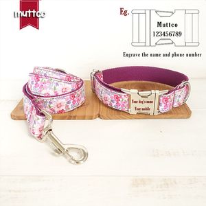 MUTTCO top qualité fait à la main violet floral style unique collier pour chien conduit chaîne corde animaux produits chiens colliers laisses ensemble LJ201109