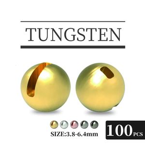 MUUNN 100 pièces 3.8-6.4mm perles fendues en tungstène matériau de liaison à la mouche perles de tungstène multicolores pour la pêche à la mouche 240119