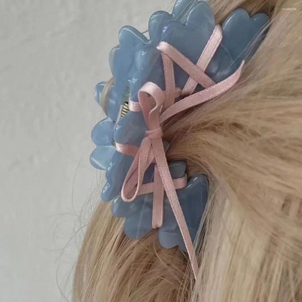 MUWEORDY acrylic ballet Style Hair Claw Ribbon Korean Ribbon Clips Bow Clips Sweet Girl Wave Grab Clip Accessoires pour les femmes