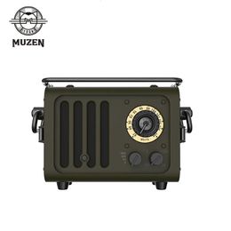 MUZEN Draagbare Metalen Bluetooth Ser Radiooo WD101GN Retro Wilde Stijl FM Radio voor Outdoor Creatieve Gift 240126