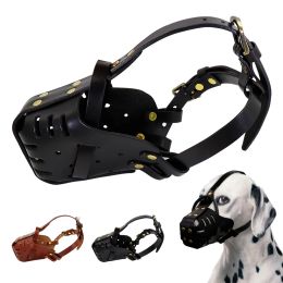 Muselières en cuir véritable pour chien, muselière Anti-morsure, muselière de formation, sans morsure, masque Anti-aboiement pour animaux de compagnie, pour chiens de taille moyenne et grande, Pitbull Labrador