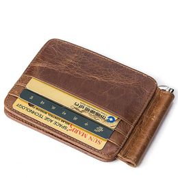 Mva sac à cartes pour hommes porte-cartes en cuir véritable porte-carte d'identité vintage paquet de pièces d'argent portefeuille court263v