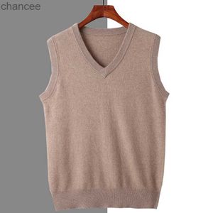 MVLYFLRT 2023 automne hiver nouveaux vêtements pour hommes gilet col en v 100% vison cachemire pull tricoté pull couleur unie pull BR-115 HKD230828