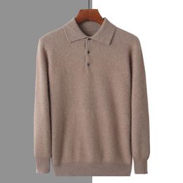MVLYFLRT automne/hiver vêtements pour hommes 100% vison cachemire tricoté pull pull Jean col Polo pull solide BR-099 240117