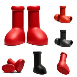 Mschf Astro Boy Boot Botas rojas grandes Hombres Mujeres Moda Negro Lluvia Parte inferior gruesa Botines antideslizantes Hombres Diseñador de goma Plataforma Botines Zapatos Tamaño grande 35-47