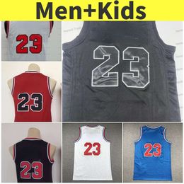 MVP Basketball Jersey 23 Hommes Enfants Noir Rouge Cousu Mens Vintage Michael Jerseys 1997-98