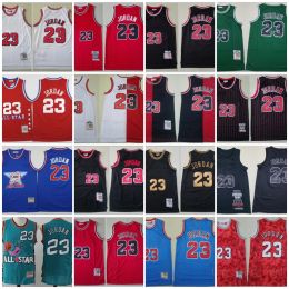 MVP Man 23 Michael Basketball Jersey All Star MJ Mike Mitchell en Ness Sportshirts Split Half Topkwaliteit Retro Gestikt Rood Wit Zwart T