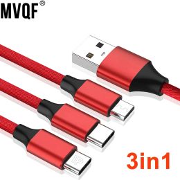 MVQF 3IN1 Multi USB Port USB Câbles Chargeur USB Cordon USB Cordon USBC Mobile Mobile pour iPhone 11 Type C Micro Huawei