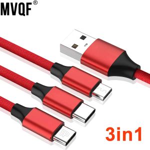 MVQF 3in1 Puerto Multi USB Cables de cargador USB múltiples Cable de carga USB Cable de teléfono móvil USBC para iPhone 11 Tipo C Micro Huawei