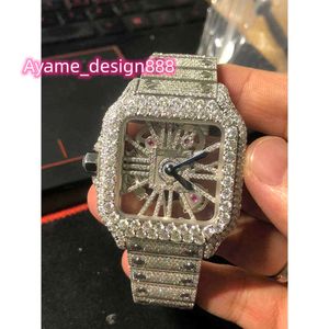 MVSV luxe Digner personnalisé squelette Sier Moissanite diamant montre Pass Tted Quartz mouvement haut hommes saphir congelé