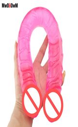 Mwoiiowm 34cm dubbele lange zachte jelly dildo vibrator lesbische vaginale anale plugmassage voor vrouwen homo's realistische dildo's sex toys3157293