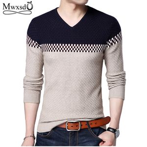 MWXSD 2018 Winter Nieuwe Arrivals Dikke Warme Truien V-hals Wol Trui Mannen Merkkleding Gebreide Kasjmier Pullover Mannen 66203 S917