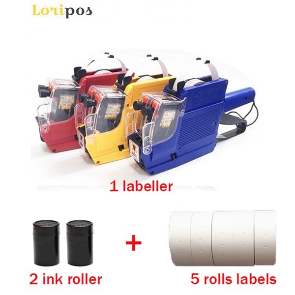 MX-6600 Price Labeller de 10 dígitos Tag Pegatina Precio de pistola Rellable Rollador de tinta Herramienta Labelador de líneas dobles Marcador