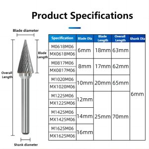 MX Type Yg8 Alloy Rotary File Dubbele slot Tungsten Carbide Wood Snijvaart Knijter Kop Hard Metal Milling Cutter Tool voor koper