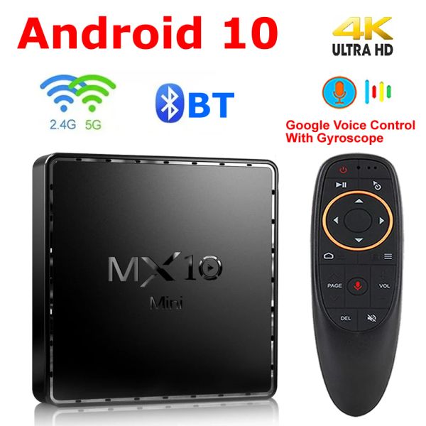 MX10 Mini Android 10 Smart TV Box 2GB 16GB 2.4G5G Dual Wifi Bt Media Player Google Voice Assistant 3D 4K YouTube Set Top Box