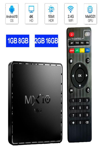 MX10 Mini Android 100 TV Box 2 Go 16 Go Smart Media Player Allwinner H313 Quad Core 24G WiFi 4K Home Movie 1G 8G TVBOX9441249