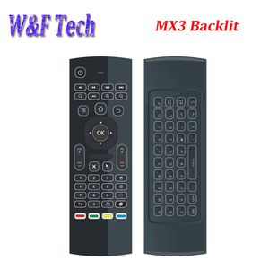 Teclado inalámbrico con retroiluminación MX3 con IR Learning 2,4G Control remoto inalámbrico Fly Air Mouse retroiluminado para MXQ PRO T95M X96 Android TV Box PC